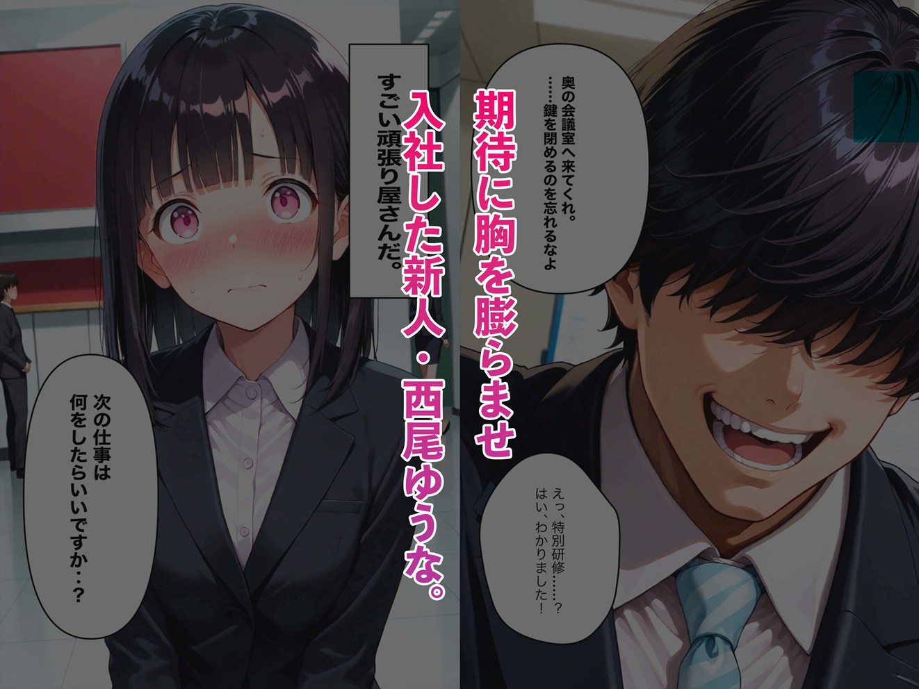 新人OLヒロインと研修名目でエッチする